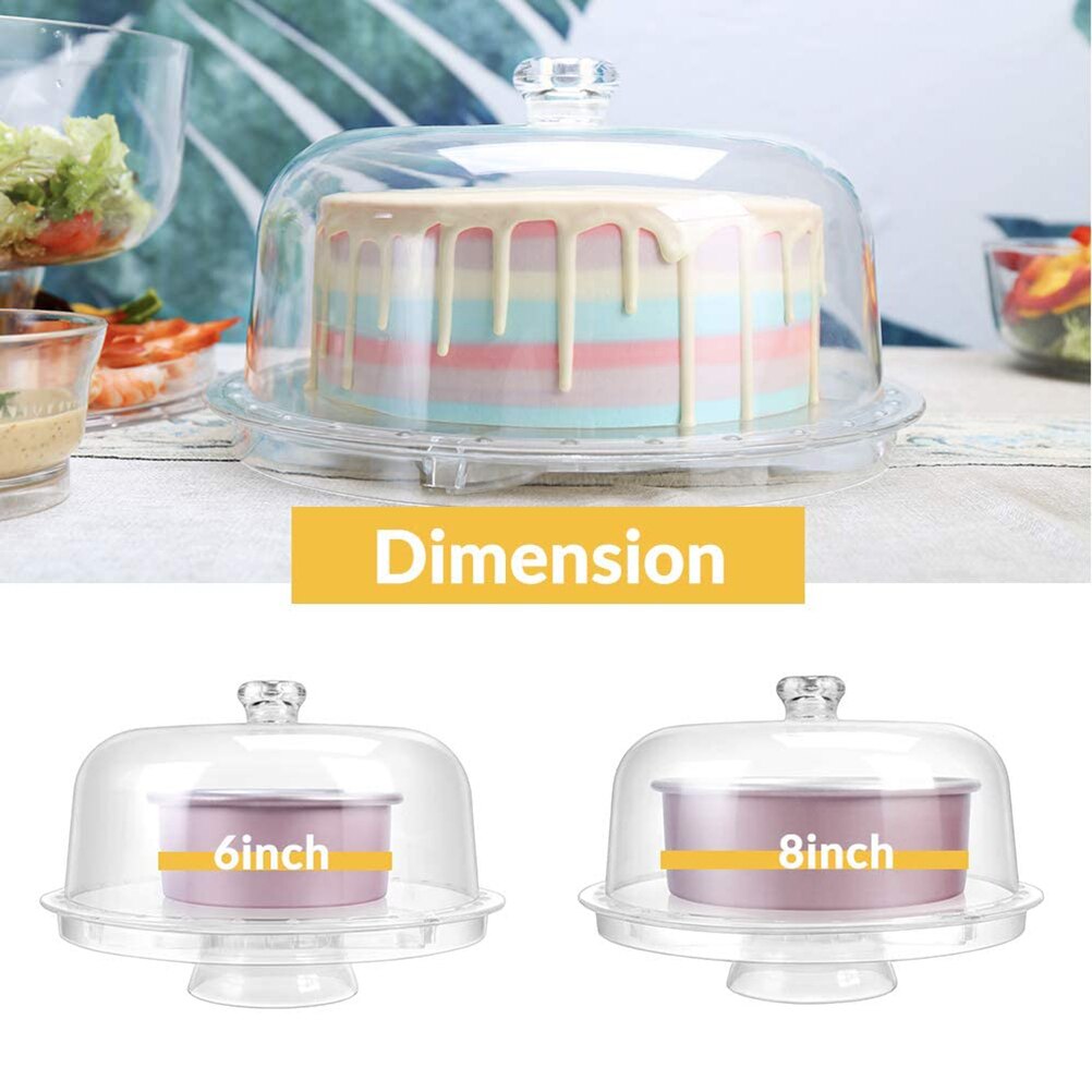 6-In-1 Transparant Acryl Cake Stand Plaat Met Dome Multifunctionele Serveerschaal Slakom home Decoratieve Lade Gerechten