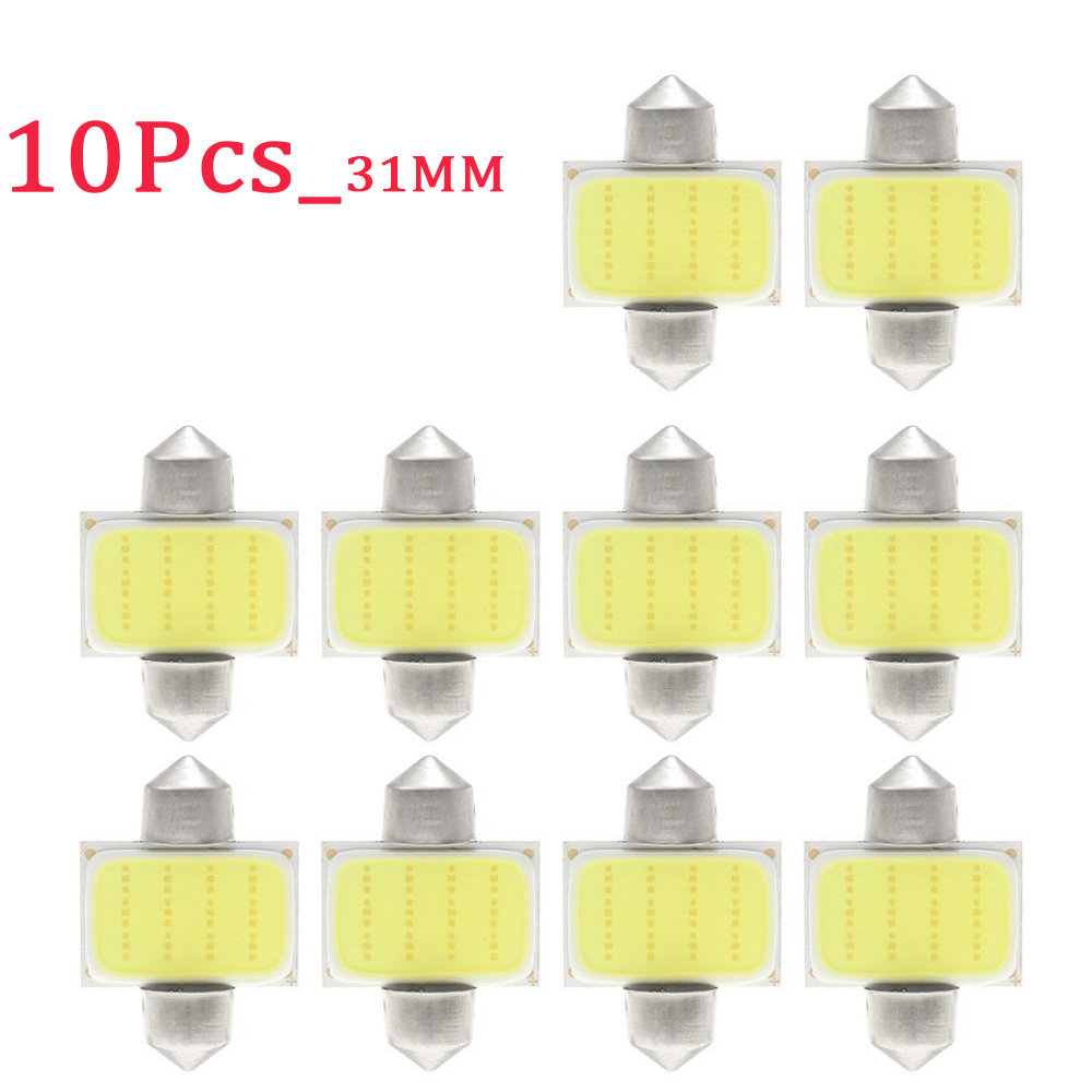 10 unids/lote blanco COB C5W bombillas LED 12V 24V coche Auto adorno cúpula luces LED interiores lámpara techo bombilla de lectura 31mm 36mm 39mm 41mm: Beige / Azul