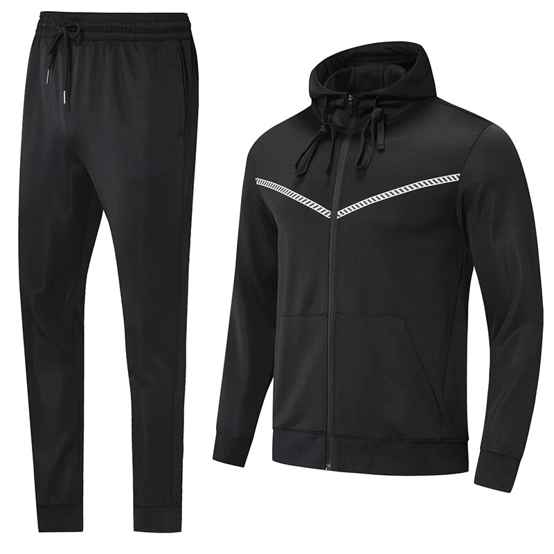 Chándal con capucha para hombre, ropa deportiva de secado rápido, para correr, entrenamiento, gimnasio, Fitness, 2 piezas