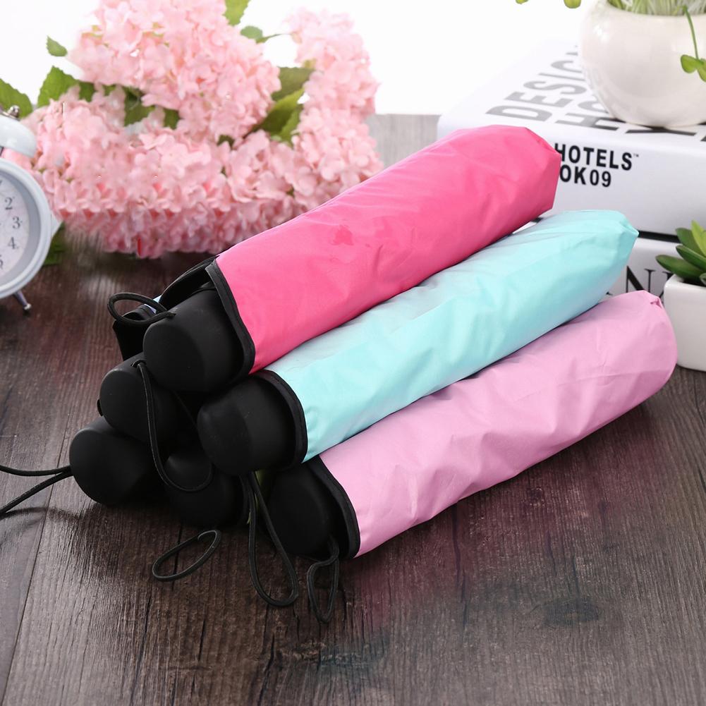 Triple Folding Touch Water Flower Pattern Umbrella Droplet Rain Sun Parasol Women Umbrella Pure Color Umbrella Para