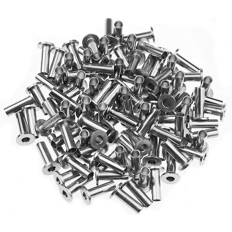 100 Pack Stainless Steel Protector Sleeves for 1/8inch Cable Railing Deck, Wood Posts, DIY Balustrade T316 Marine Grade