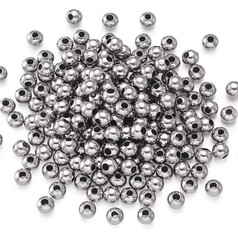 Bola de acero inoxidable de 2-10mm, 50 piezas, Ojo de correo, cuentas doradas sueltas para accesorios de bricolaje, perforación, bola de acero sólido