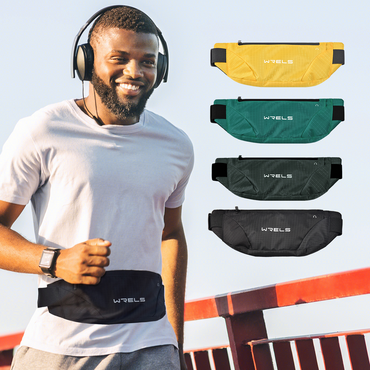 Utendørs løping Fitness midjeveske ultratynn mobiltelefon elastisk sport vanntett tettsittende mobiltelefonveske vanntett