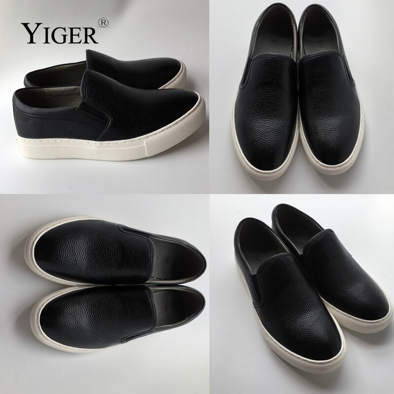 YIGER – mocassins en cuir véritable à enfiler pour homme, respirants, à la , noirs et blancs, nouveauté , , 0120