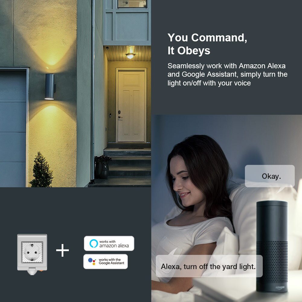 SONOFF S55 Wifi Smart Power Socket Waterproof IP55 AU/EU/UK/US/ZA Plugs APP/Vocie Remote Control Works with Google Home, Alexa