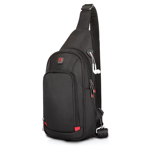 BALANG Crossbody Tassen voor Mannen Messenger Bag Borst Pak Toevallige Zak Waterdichte Nylon Schouderriem Pack: C10-BlackLarge