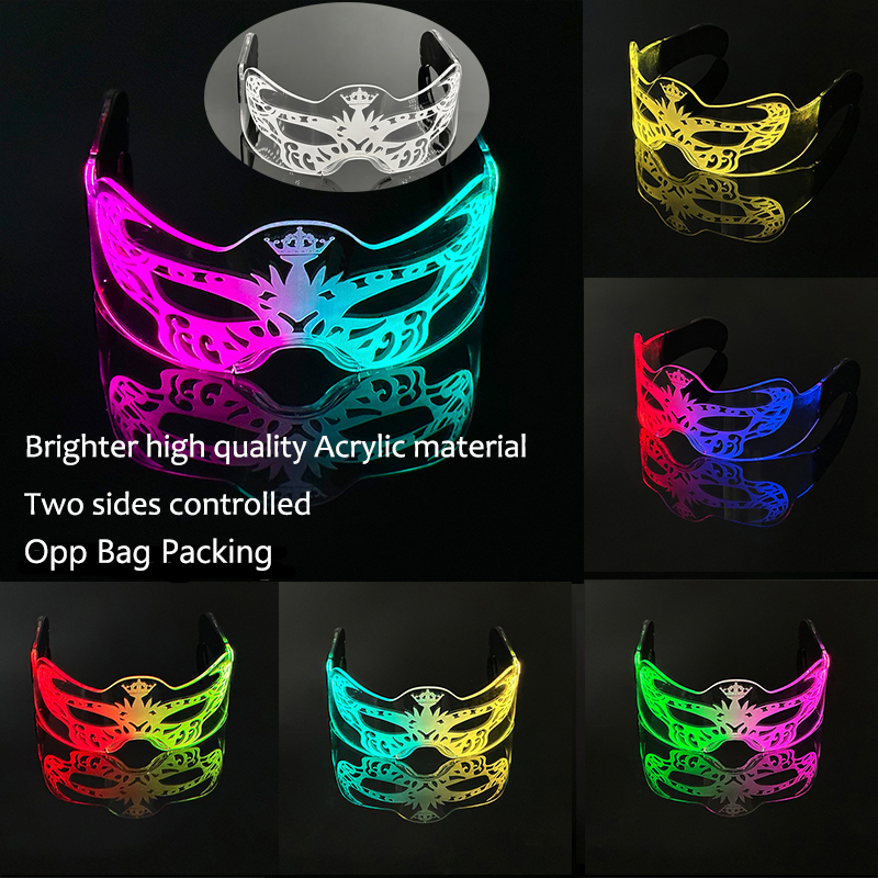 Gafas luminosas LED para de cumpleaños, lentes de neón con luz brillante de colores, accesorios intermitentes para Mascarada y concierto, Rave: Verde menta