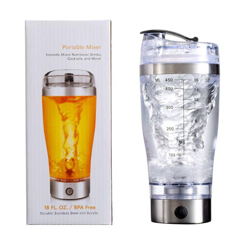 450ml/600ml USB Rechargeable Electric Mixing Cup Portable Protein Powder Automatic Shaker Bottle Leakproof Mixer