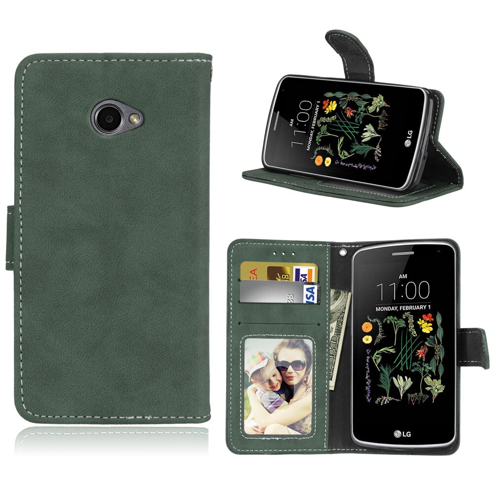 Luxe Lederen Portemonnee Telefoon Geval Voor LG K5 Case Flip Stand Book Cover Voor LG K5 X220 X220DS 5.0" K 5 Telefoon Tassen Voor LG K5 Fundas: Green