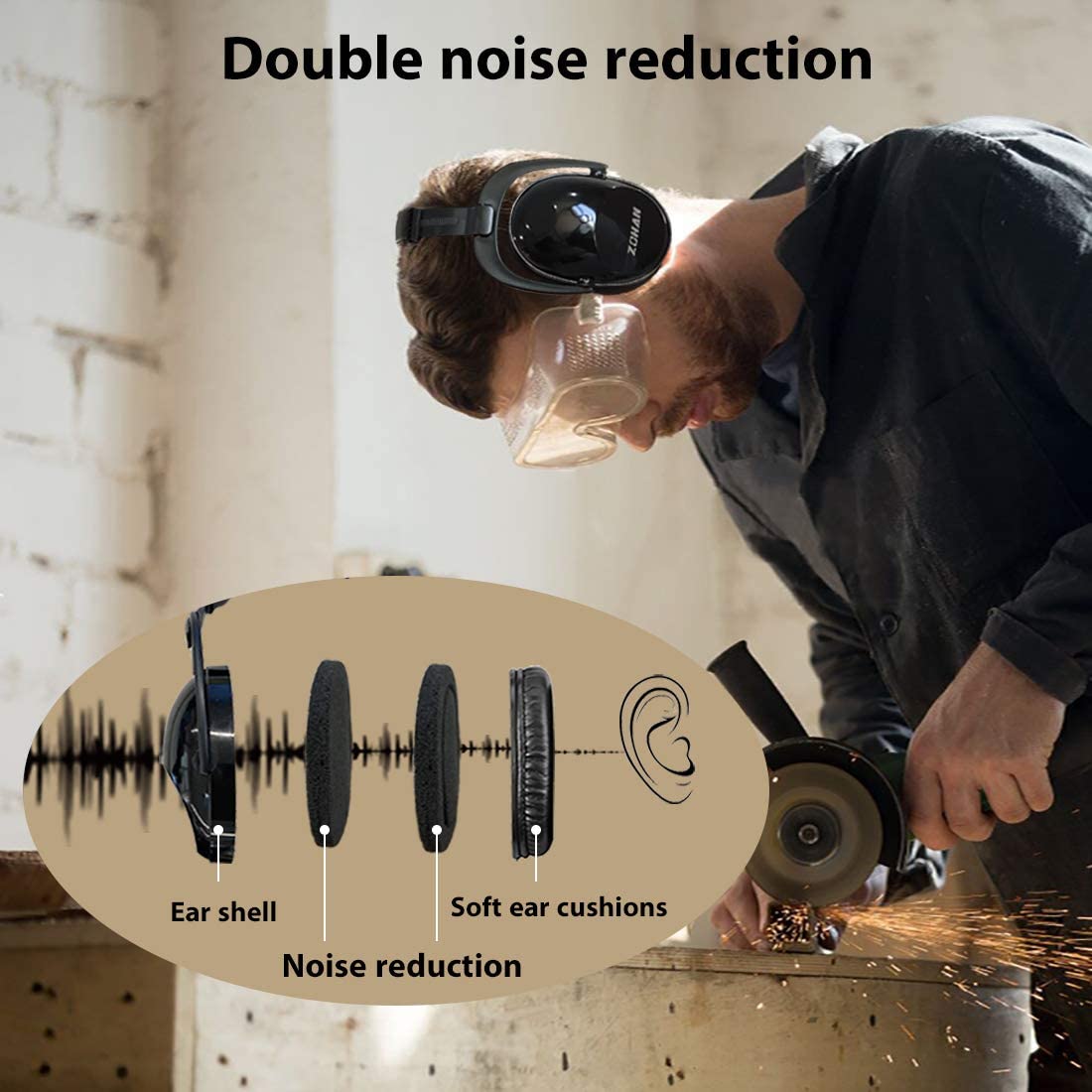 ZOHAN ochrona słuchu dziecka nauszniki bezpieczeństwa redukcja szumów pasywne nauszniki czarny zestaw słuchawkowy dla dziecka dzieci maluch nastolatek 22db