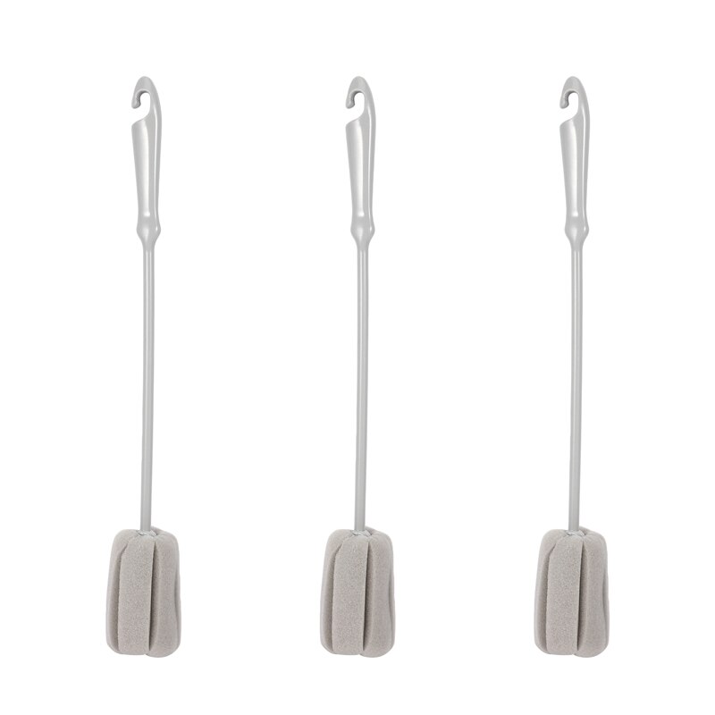 3Pc Spons Borstel Melk Fles Cup Glazen Wassen Schoonmaken Keuken Cleaner Gereedschap Cup Borstel Plastic Lange Handvat: Default Title