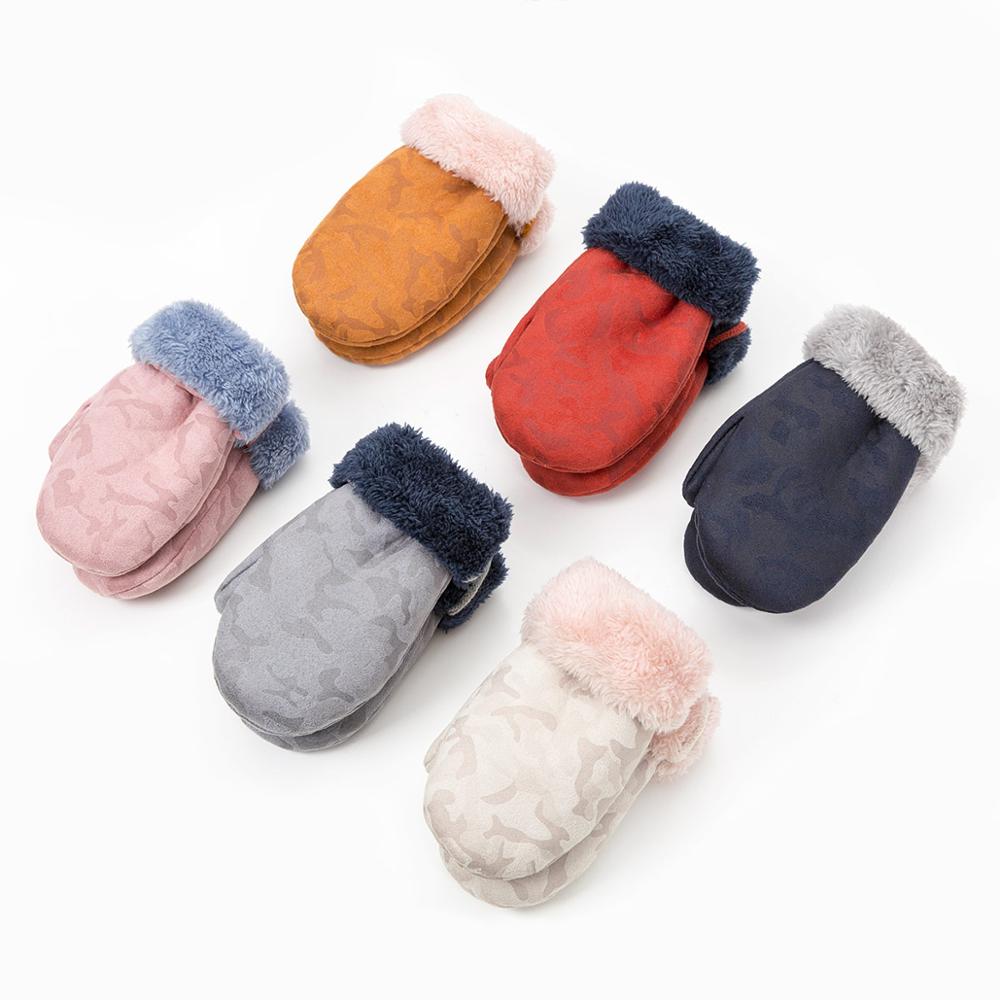 MOLIXINYU Winter Baby Gloves For Girls And Boys Suede Thicking Warm Solid Full Finger Gloves Mittens Outdoor Kids Glove