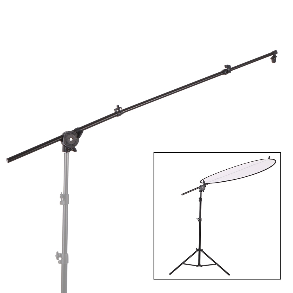 Photography Extendable Photo Studio Reflector Diffuser Holder Stand Boom Arm Support with Clip Flexible Swivel Grip Head Clamp