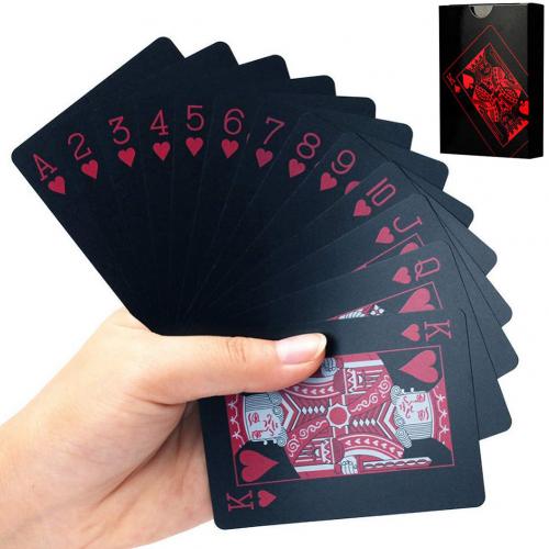 Vandtæt pvc plastik spillekort poker klassiske magiske tricks værktøj ren sort magiske æske-pakket spillekort pokerkasse: Rød