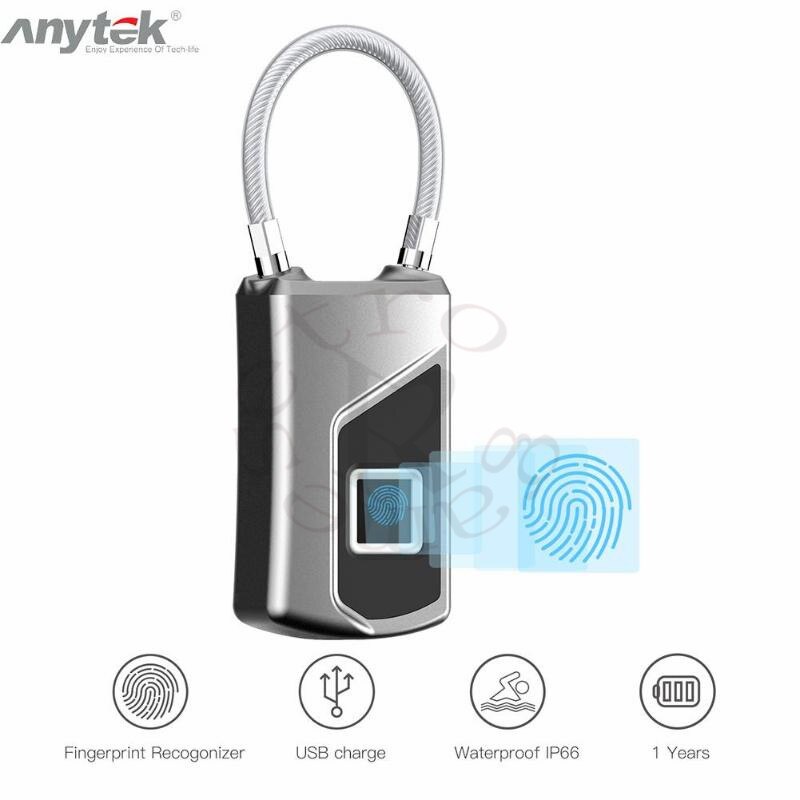 Anytek L1+ L1 Plus Smart Keyless Fingerprint Lock IP65 Anti-theft Door Suitcase Padlock
