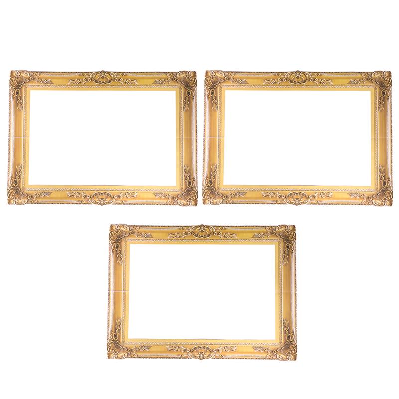 3Pcs Wedding Photography Photobooth Props DIY Paper Picture Frames Photo Props Party DIY Accessoties (Golden)