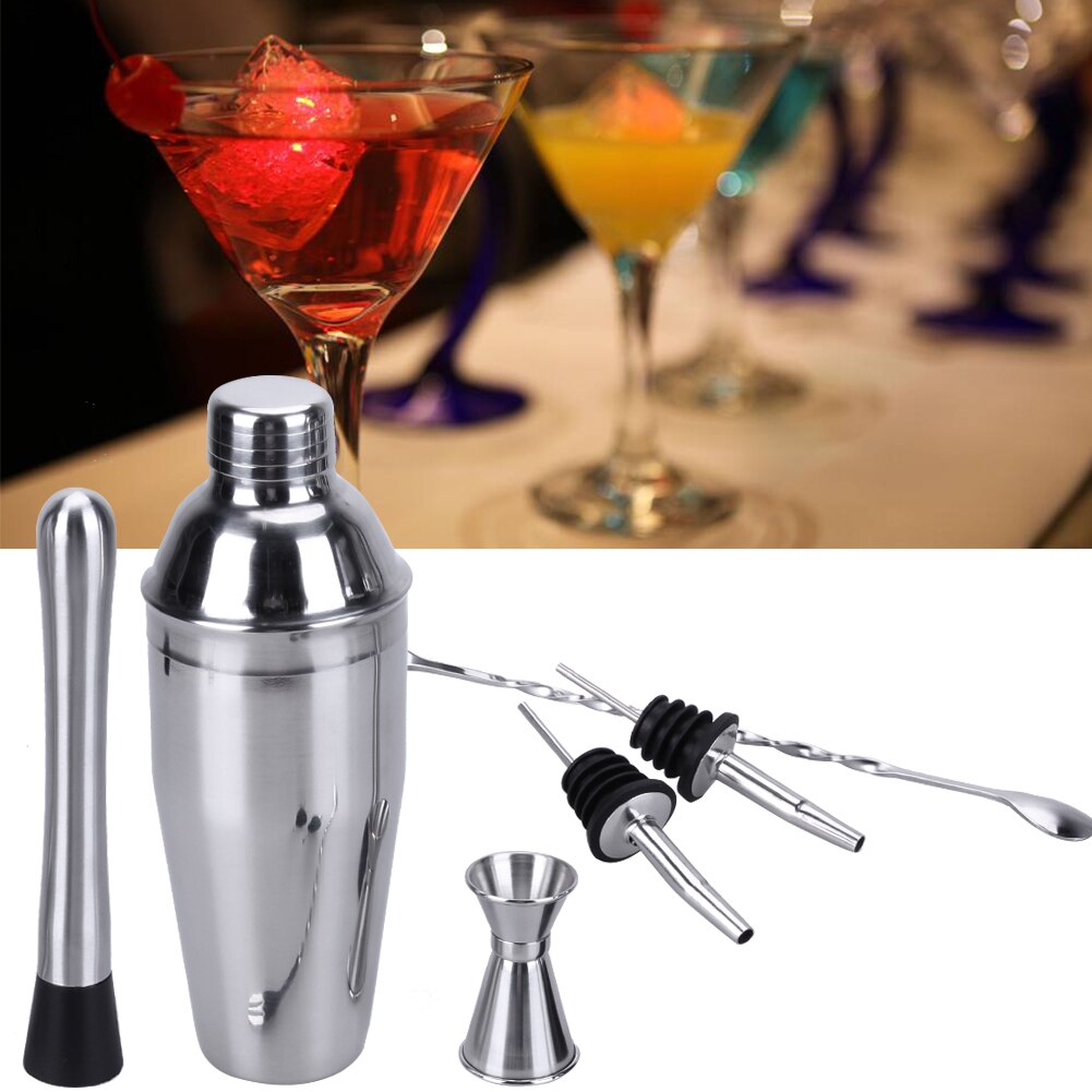 6Pcs/Set 750ml Stainless Steel Cocktail Shaker Mixer Bartender Kit Set Wine Martini Drinking Shaker Party Barware Tool