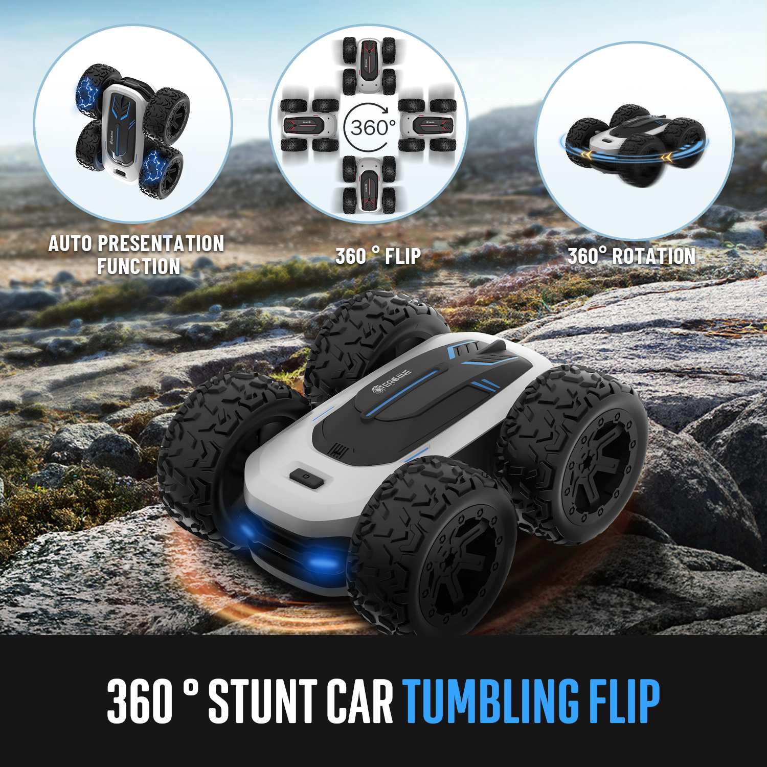 EACHINE – voiture cascadeuse EC10 télécommandée, Double face, Rotation et retournement de 360 °, dérive électrique, haute vitesse, pour adultes et enfants