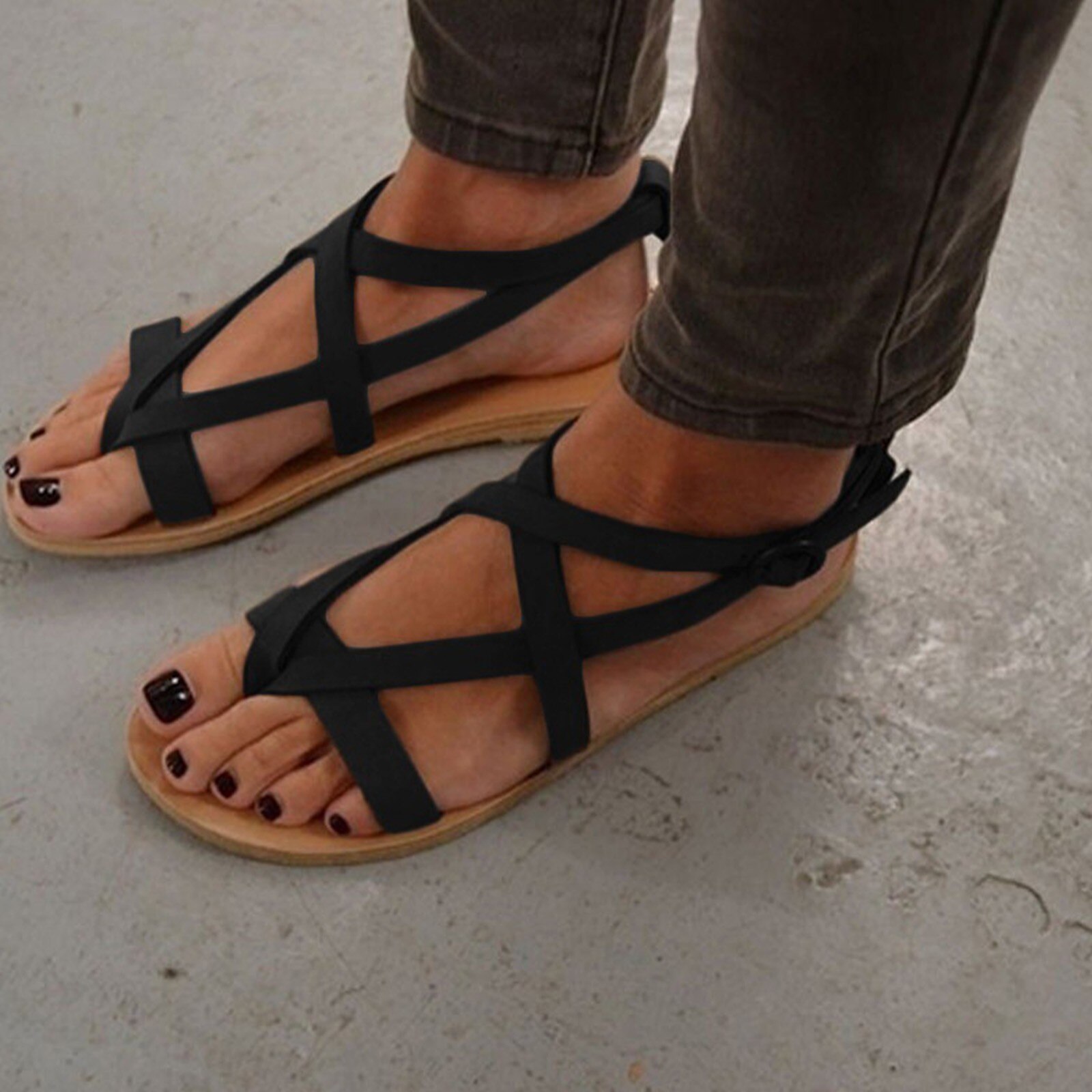 40# Summer Women Sandals Rome Style Sandals For Flip Flops Flat Sandals Beach Summer Mujer Casual Sandals Plus Size Shoes