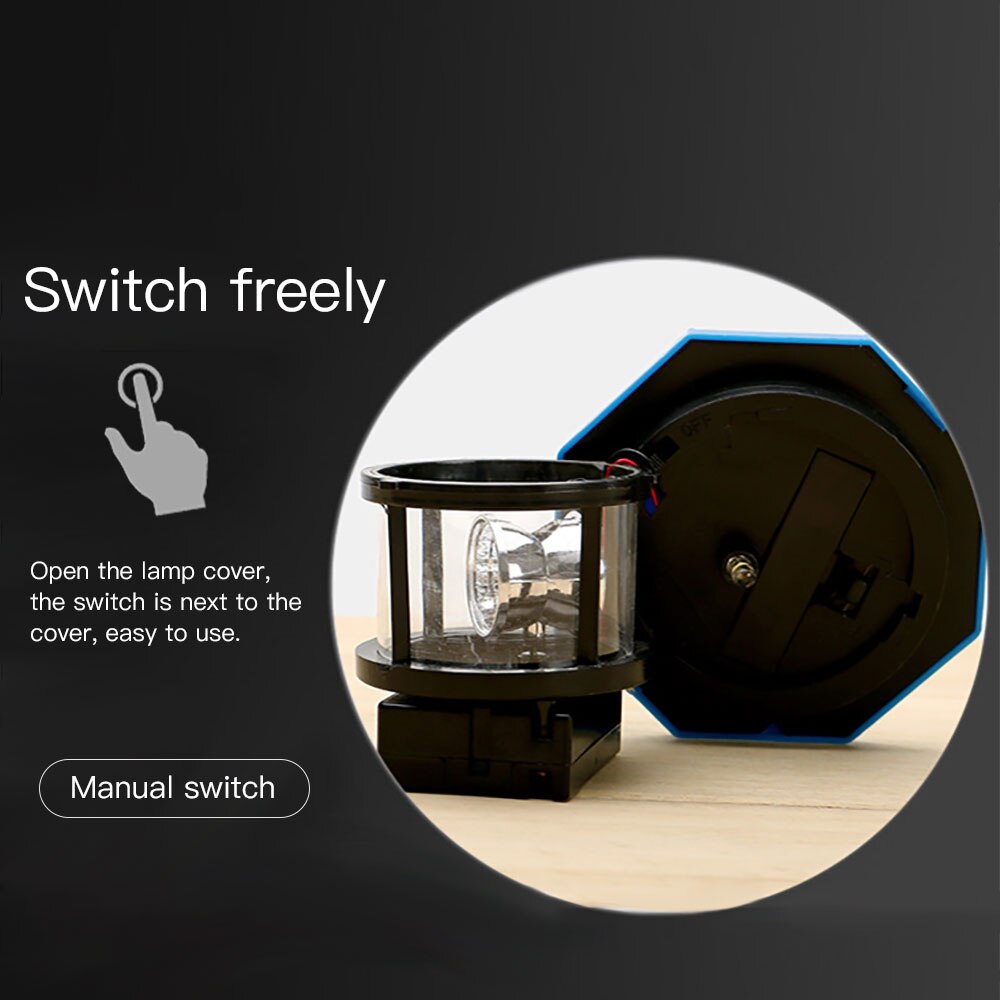 Led-baken op zonne-energie met roterende lichtstraal, vuurtoren op zonne-energie, huis- en tuindecoratie, hek, gazonlamp, lichtslinger