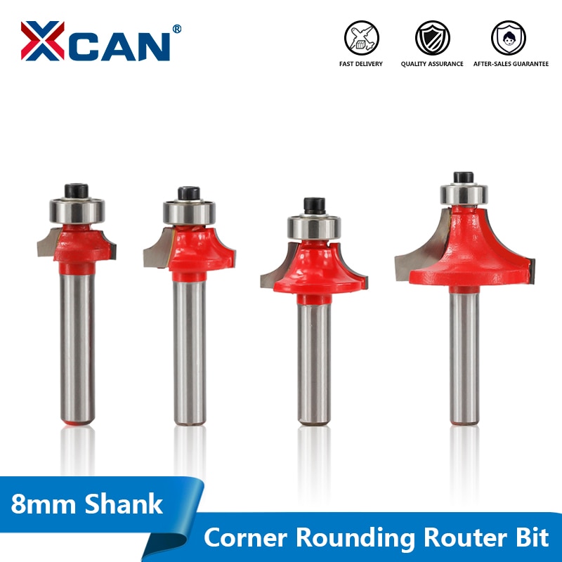 XCAN Wood Corner Rounding Router Bit 8mm Shank Round-Over Router Bits Woodworking Engraving Tool Tungsten Carbide Milling Cutter