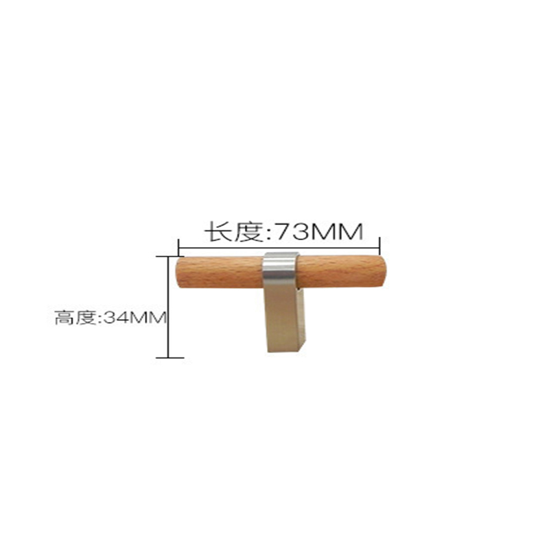 Simple Solid Wood Drawer Handle European Style Anti-collision Hardware Cabinet Door Wardrobe Door Handle: Single hole silver