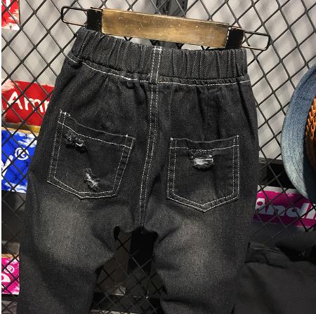 Drenge jeans bukser med huller til børn elastikbånd bogstavbukser 2-6 år børn