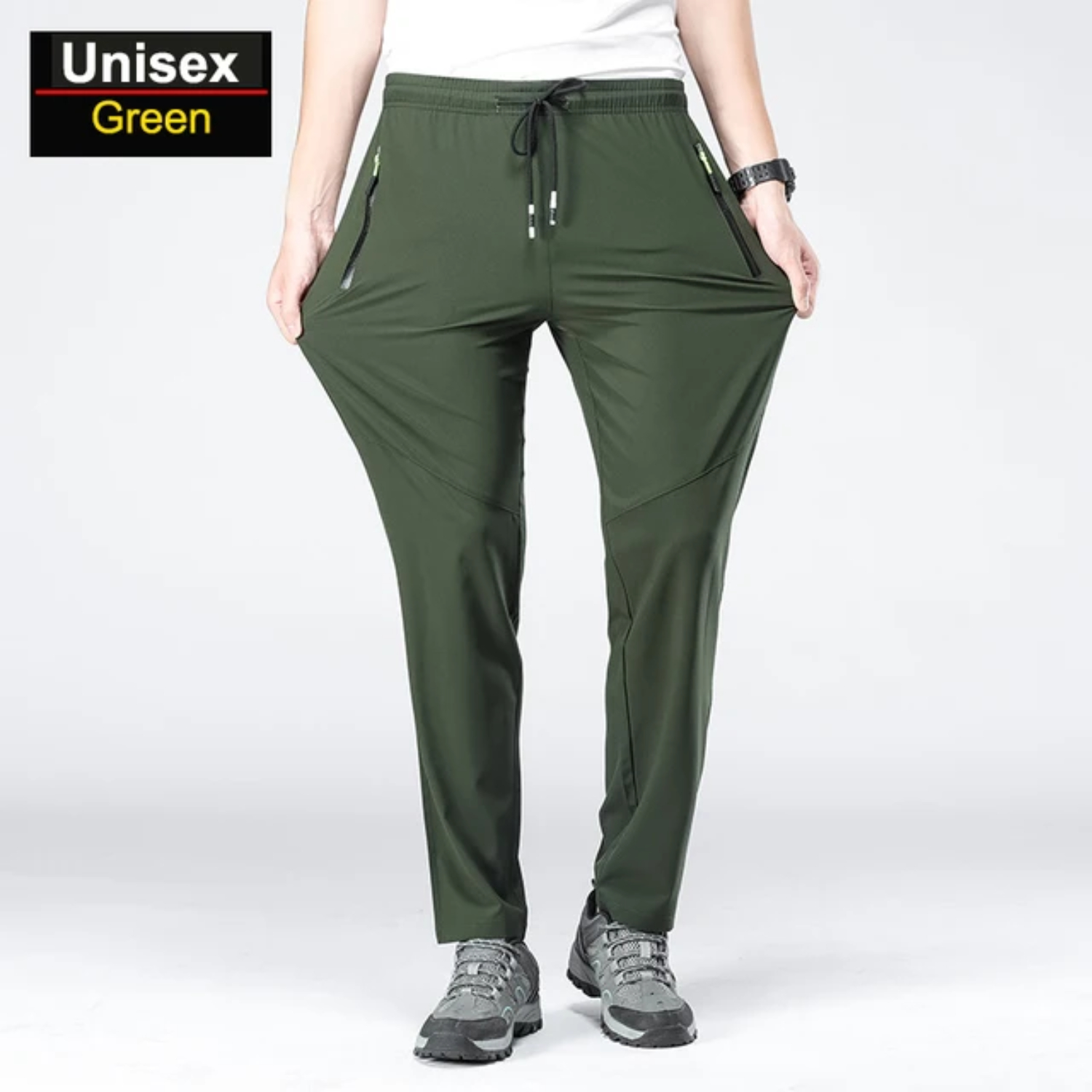 Pantalones de verano para hombre, secado rápido, para acampar, senderismo, escalada, pesca, pantalones de exterior de talla grande para mujer: XS / Verde
