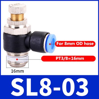 Luft  sl 1/8 1/4 3/8 1/2 hastighedskontrol pneumatisk fitting drosselventil controller 4 6 8 10mm slange slange hurtig forbindelse justerbar: 8-03