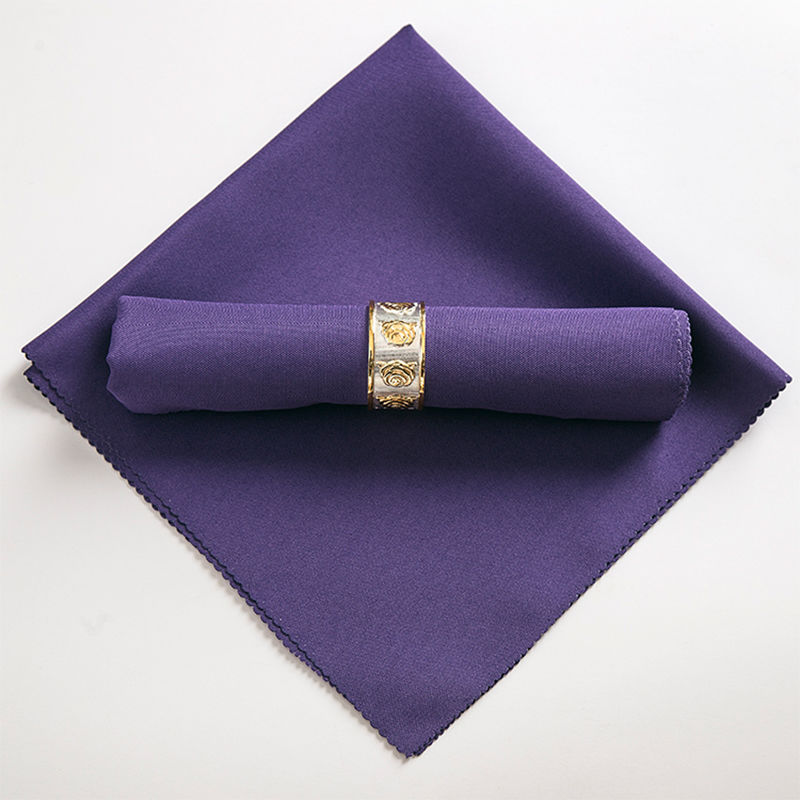 50X50Cm Servetten Doek Vierkante Satijnen Stof Servet Zakdoek Voor Bruiloft Verjaardag Thuis Party Hotel Goud geel: Paars