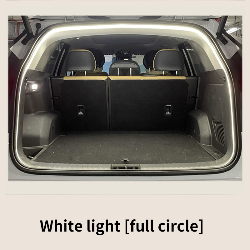 Iluminación de maletero de alto brillo para coche, luz ambiental, decoración interior, cableado LED, tira de luces para puerta trasera con detección automática sin cables: Blanco