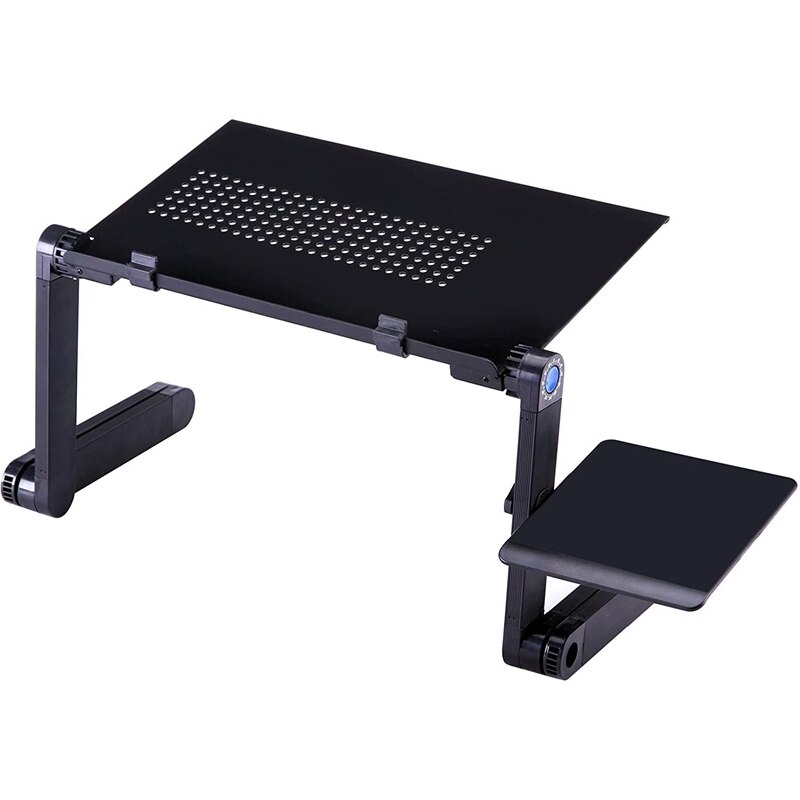 Elekin Draagbare laptoptafel, opvouwbare notebooktafel, bedtafel, lapdesks met bekergleuf, multifunctionele tafel, tekentafel voor bank, bed, met cadeau, zwart