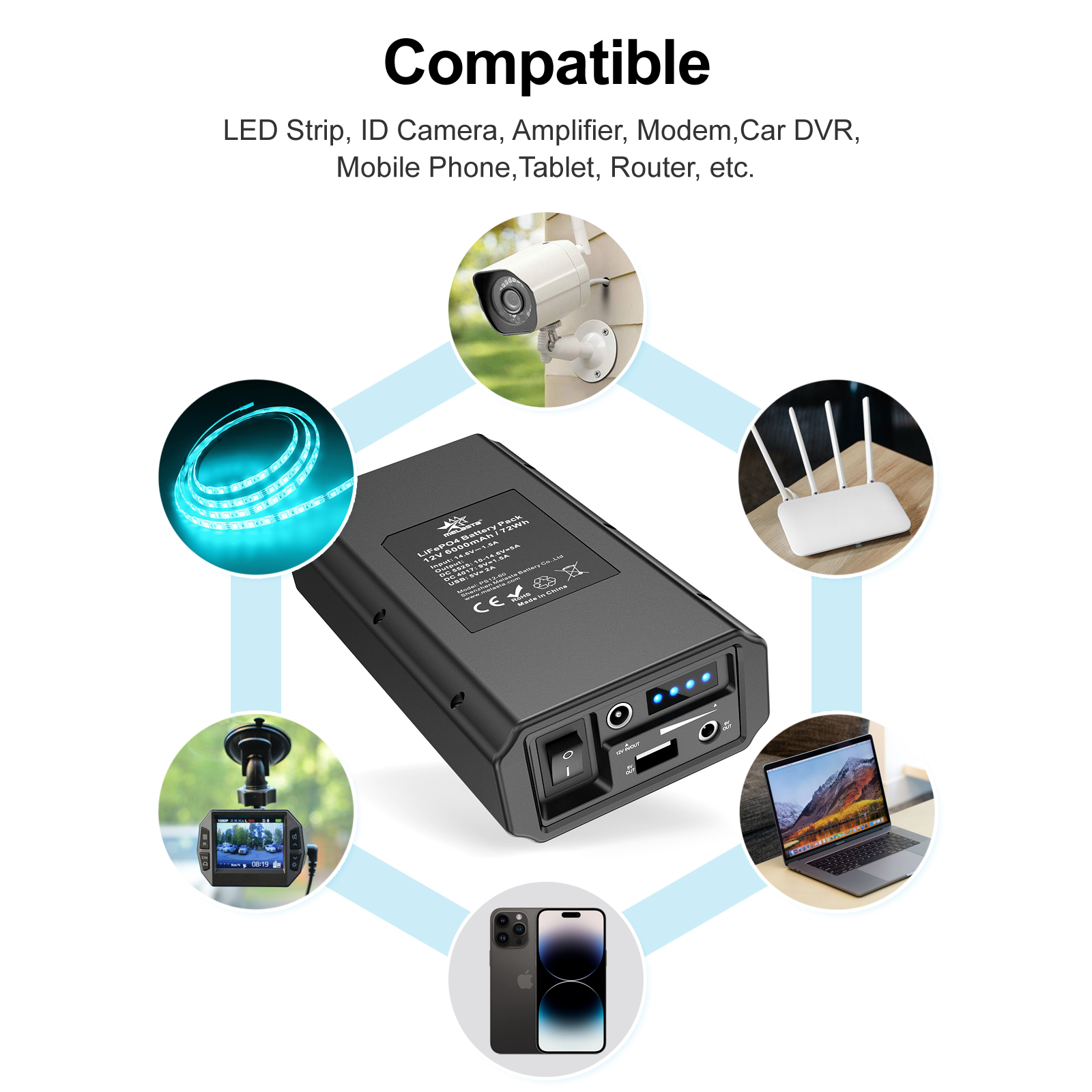 Melasta 12V 6000Mah Oplaadbare Batterij Lifepo4 Power Bank Voor Led Strip/Id Camera/Versterker/Modem/Dvr Zaklamp