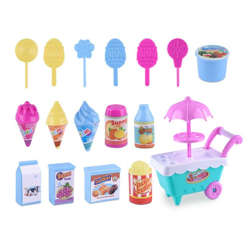 17 Pcs Mini Icecream Trolley Simulatie Snoep Huis Spelen Educatief Speelgoed Super Mini Icecream Auto Keuken Speelgoed Voor Kinderen