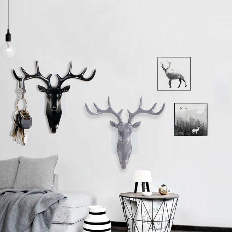 Chapeau avec tête de cerf et bois de cerf, crochet , décoration murale pour la maison, artistique Vintage
