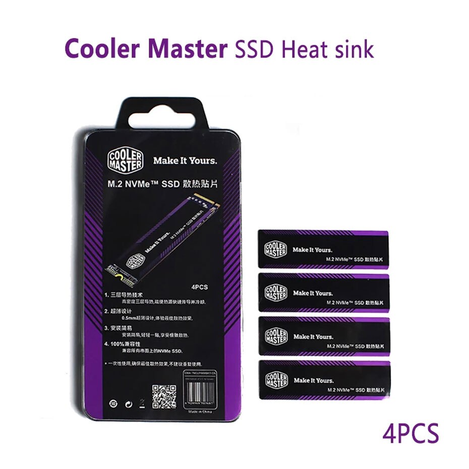 Cooler Master Ssd Cooling Pad Radiator Solid State Drive Koeling Siliconen Pad Is Geschikt Voor Alle Nvme Ssd 4Pcs
