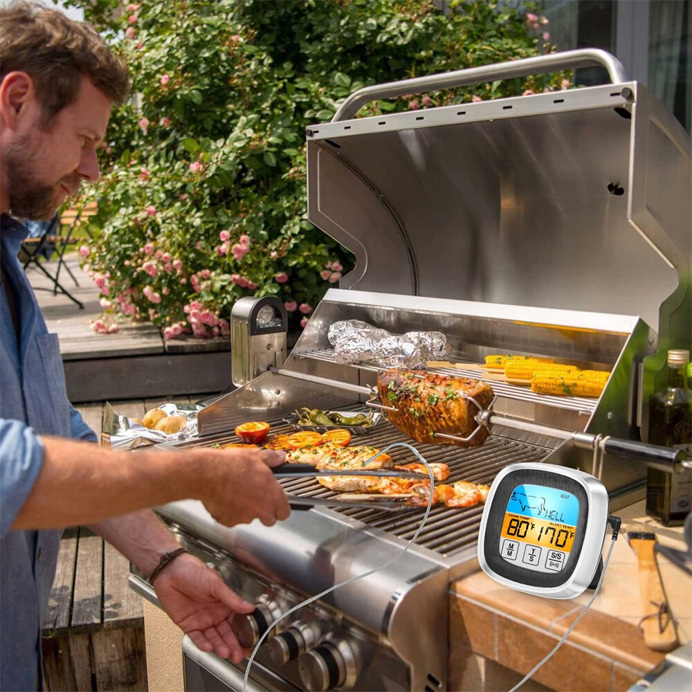 Termómetro Digital para cocina, sonda con pantalla táctil, herramienta de medición de temperatura de alimentos para barbacoa y carne, temporizador para barbacoa, herramientas de cocina, 1 ud.