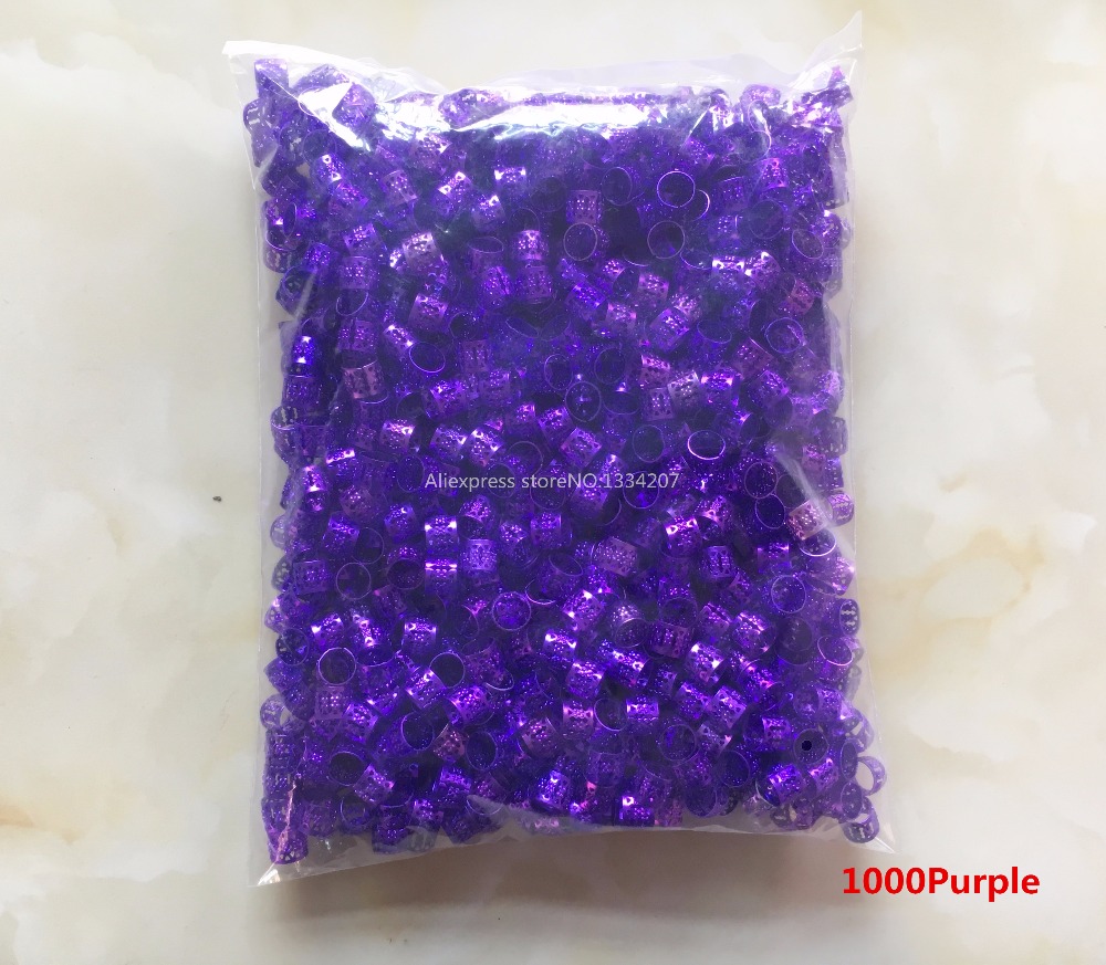 200pcs-1000pcs hair dread Braids dreadlock Beads adjustable cuffs clips Micro Rings for girls women men Accessories: 1000pcs Purple