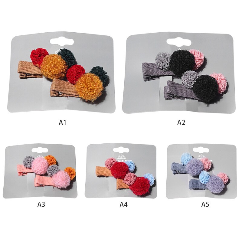 Girls Pin Cartoon Small Hair Candy Color Ball Children's Duckbill Clips Hair Pins Girl Bangs Clip Card Hair Accessories