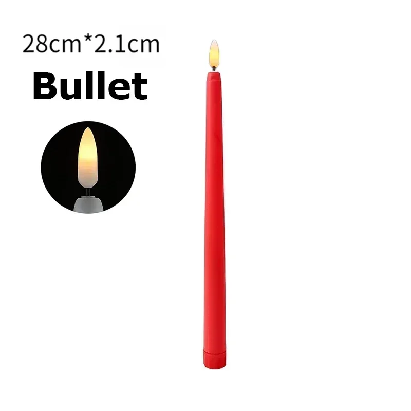 Bougies LED longues sans flamme, 1/6 pièces, bougies pointues, alimentées par batterie, bougies scintillantes, décoration de fête de noël: changeant / jaune clair