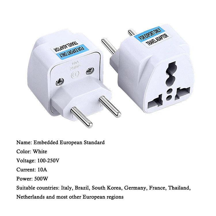 VS naar EU-stekkeradapter Korea KR Euro Europa naar Amerika China Canada UK AU Universele reisadapter AC-converter voedingsadapter: Blauw