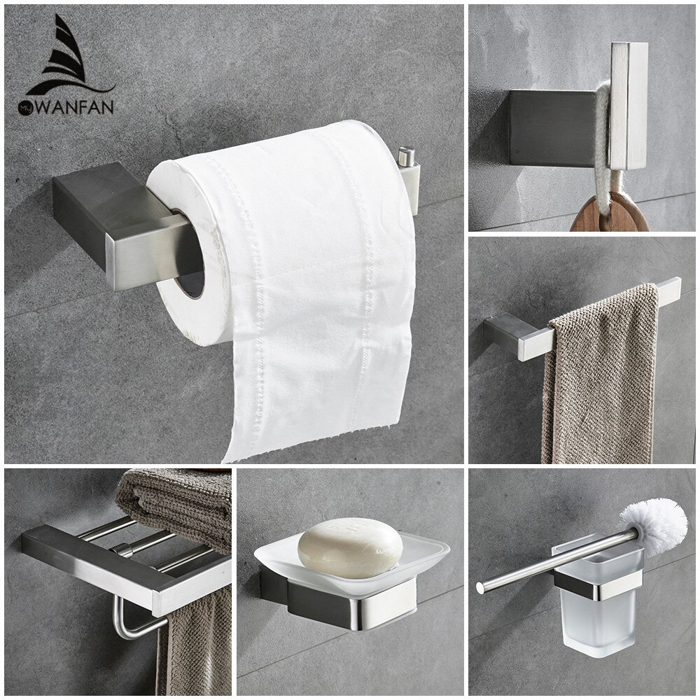Metalen Badkamer Sets Europese Moderne Handdoek Ring Toiletrolhouder Bekerhouder Gewaad Haak Badkamer Hardware Montage 610000SN