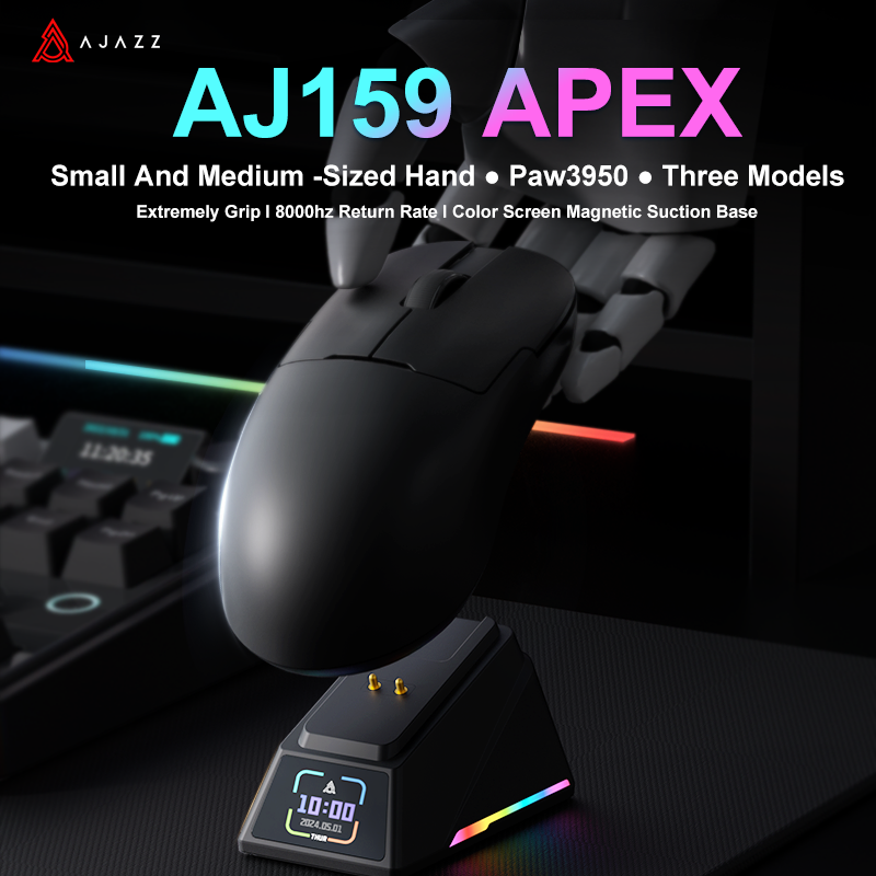 AJAZZ AJ159 APEX/AJ159PRO Kabellose Gamer-Maus mit magnetischer RGB-Ladestation, leichte AJ159P-Gaming-Maus für PC und Laptop