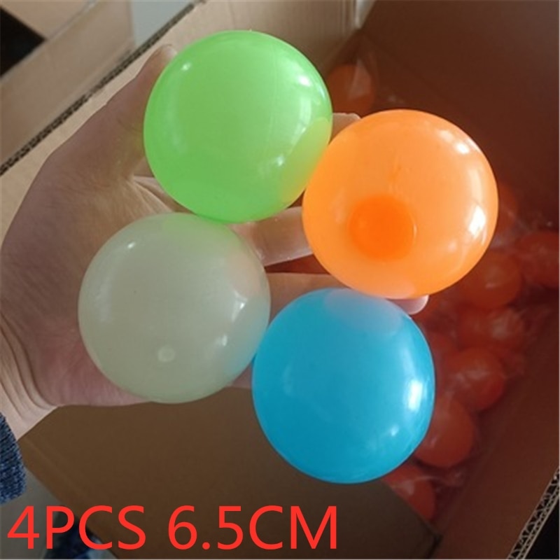 4Pc Tpr Decompressie Bal Kleverige Squash Bal Zuig Decompressie Speelgoed Kleverige Doel Bal Kinderen Speelgoed Reactievermogen: random color 4.5cm