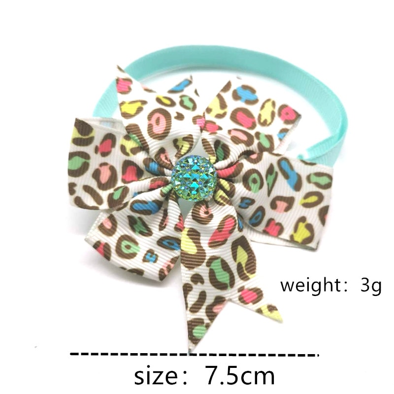 30/50 stuks luipaard strikjes voor honden, glimmende strass parels, accessoires voor kleine en middelgrote honden, strikjes, verzorgingsproducten voor honden