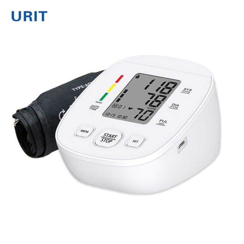 URIT Digital Blood Pressure Monitor Upper Arm Automatic Cuff Home BP Sphygmomanometers with Large LCD Display