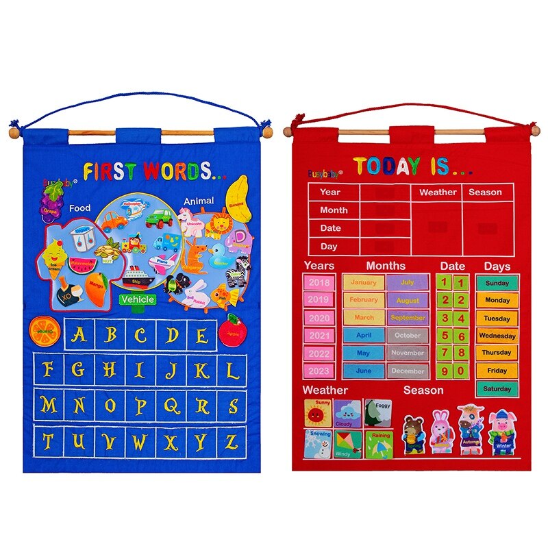 Kindergarten Infant Teaching Aid Educational Toy Learning English Letter Weather Date Season Calendar Teaching Tool