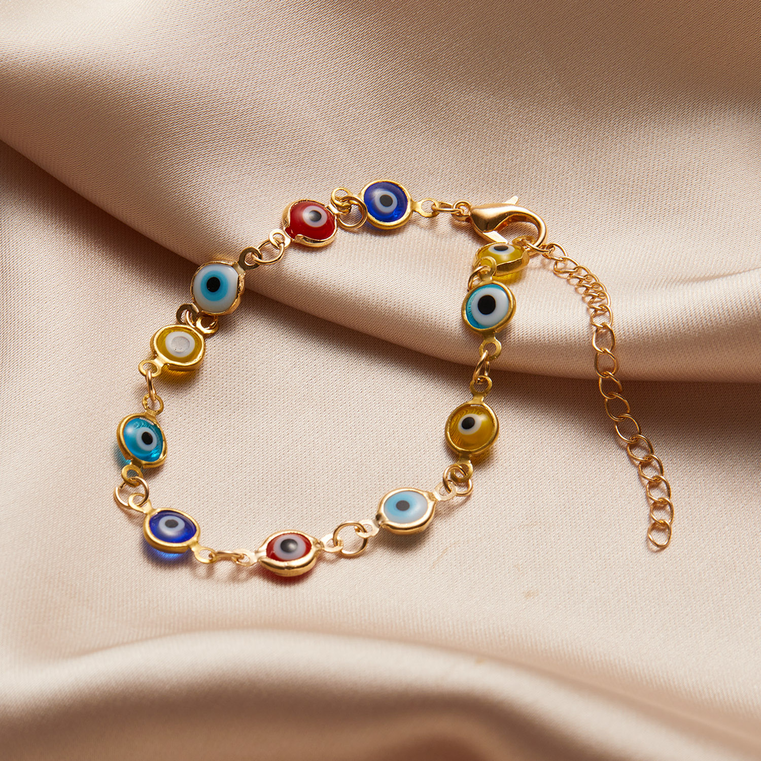 Bracelet porte-bonheur avec mauvais œil en turquie, bijoux esthétiques pour femmes, simples, tendance, réglables, à chaîne métallique