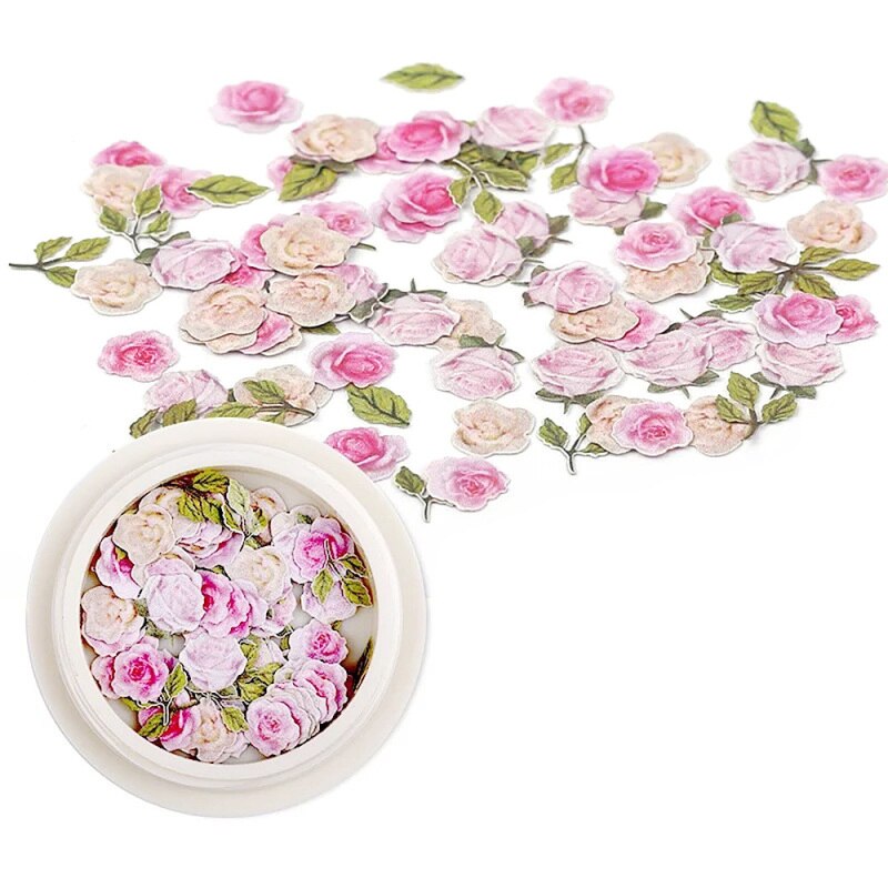 Gemengde Houtpulp Chips Kleine Daisy Bloem Bladeren Nail Stickers Diy Nail Art Accessoires: 2