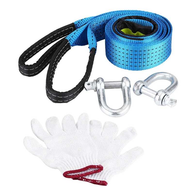 Cuerda de remolque para coche, Cable de remolque de recuperación de carretera con ganchos de tira reflectante, 8 toneladas, 5/3 metros: 3m